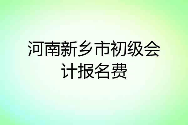 河南新乡市初级会计报名费