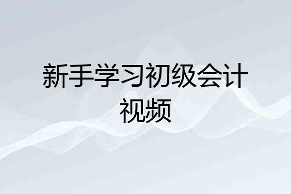 新手学习初级会计视频