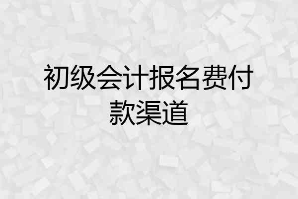 初级会计报名费付款渠道