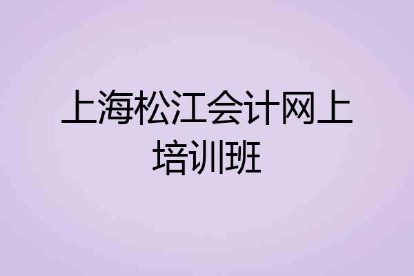 上海松江会计网上培训班