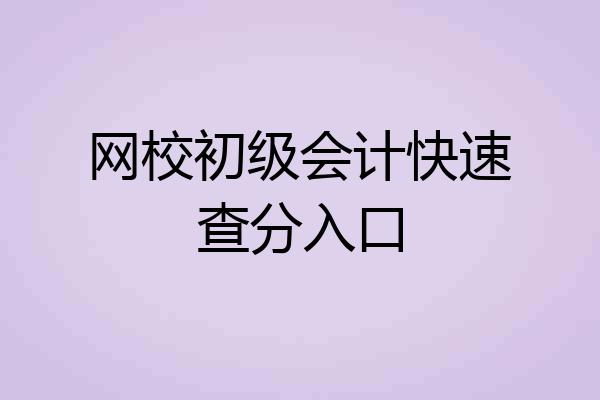 网校初级会计快速查分入口