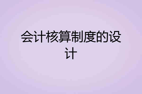 会计核算制度的设计
