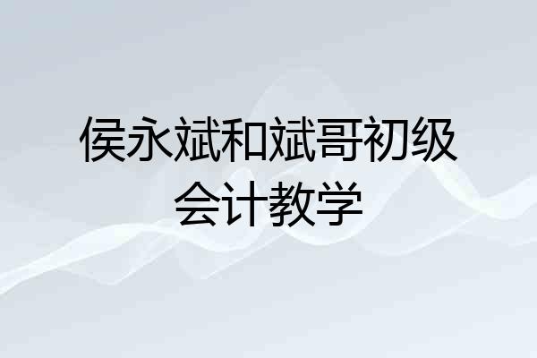 侯永斌和斌哥初级会计教学