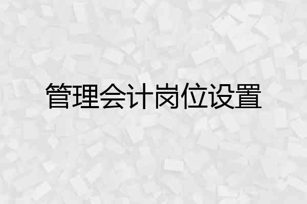 管理会计岗位设置