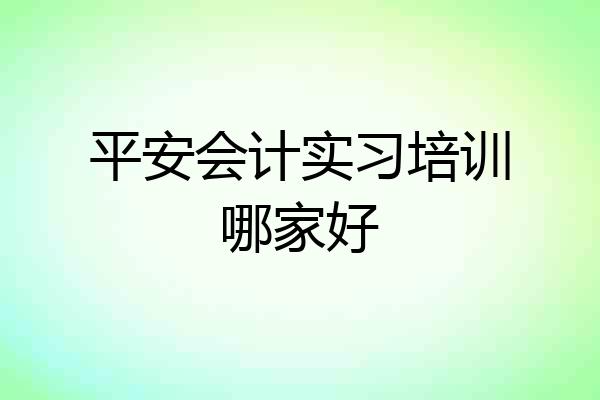 平安会计实习培训哪家好