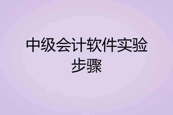 中级会计软件实验步骤