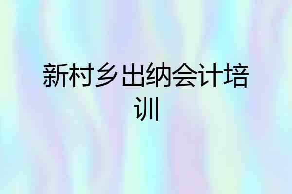 新村乡出纳会计培训