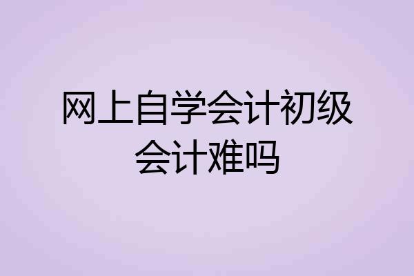 网上自学会计初级会计难吗