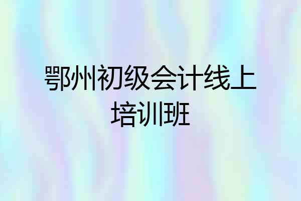 鄂州初级会计线上培训班