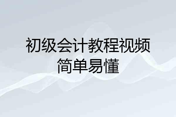 初级会计教程视频简单易懂