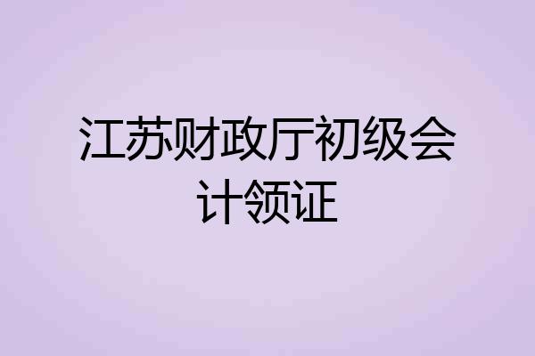 江苏财政厅初级会计领证