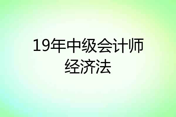 19年中级会计师经济法