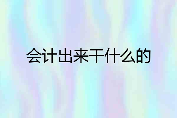 会计出来干什么的