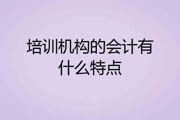 培训机构的会计有什么特点