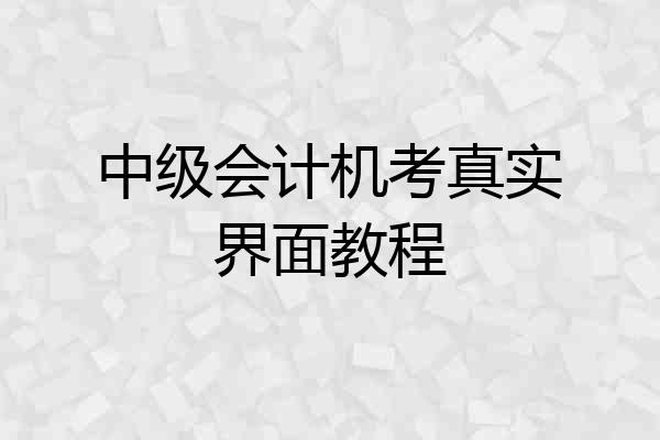 中级会计机考真实界面教程