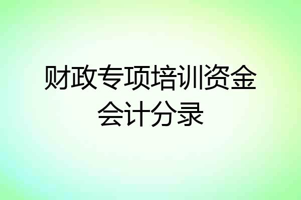 财政专项培训资金会计分录