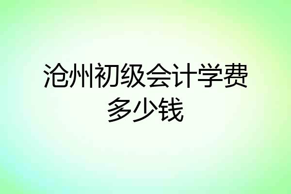沧州初级会计学费多少钱