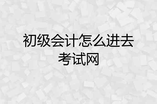 初级会计怎么进去考试网