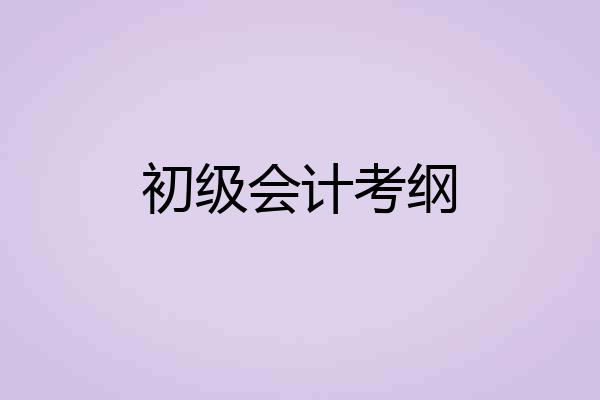 初级会计考纲