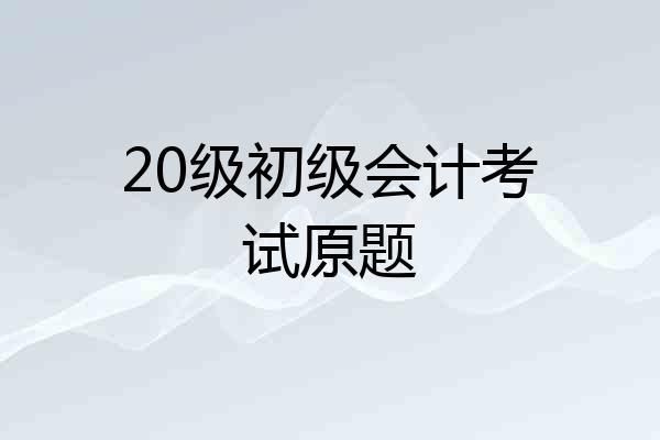 20级初级会计考试原题