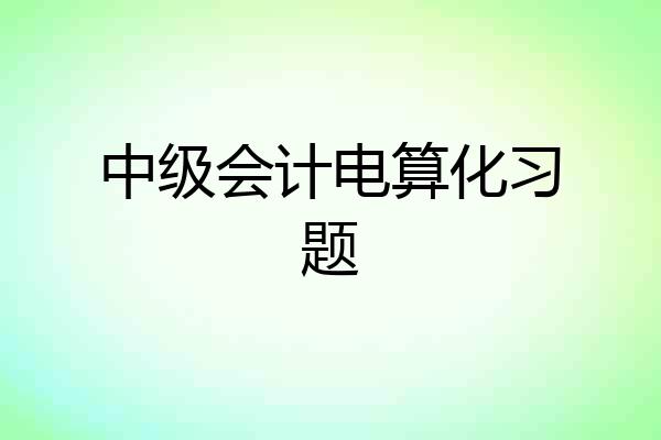 中级会计电算化习题
