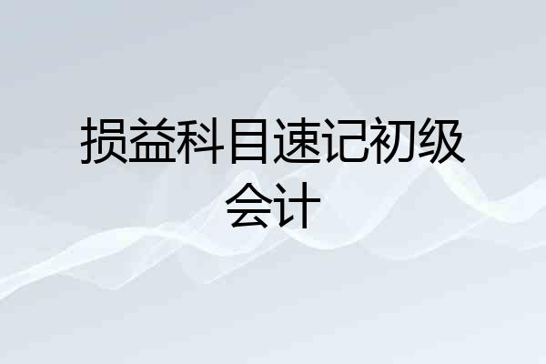 损益科目速记初级会计