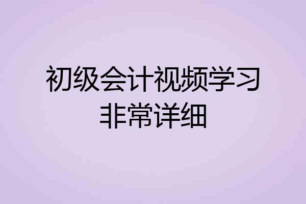 初级会计视频学习非常详细