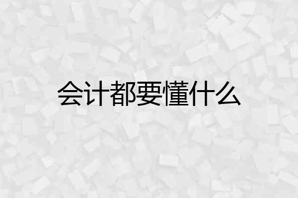 会计都要懂什么