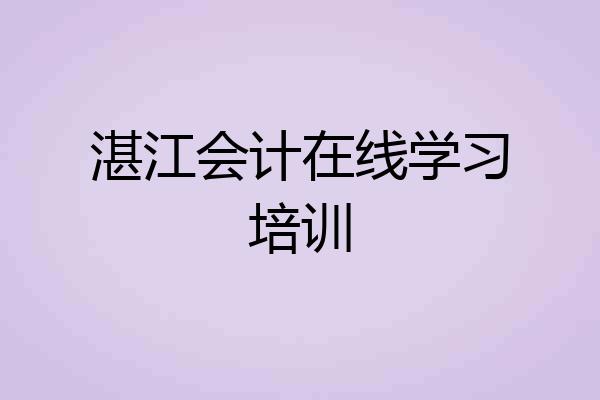 湛江会计在线学习培训