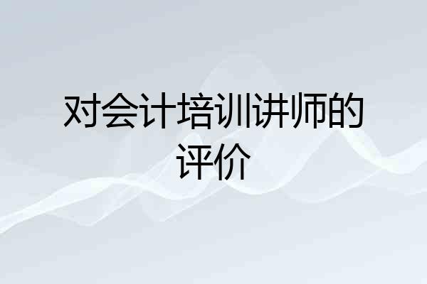 对会计培训讲师的评价