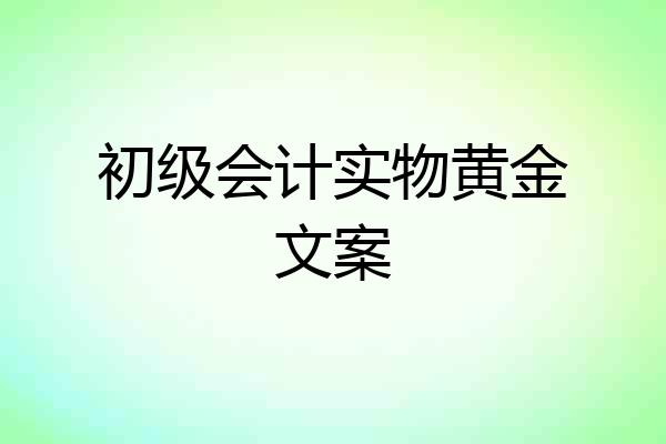 初级会计实物黄金文案