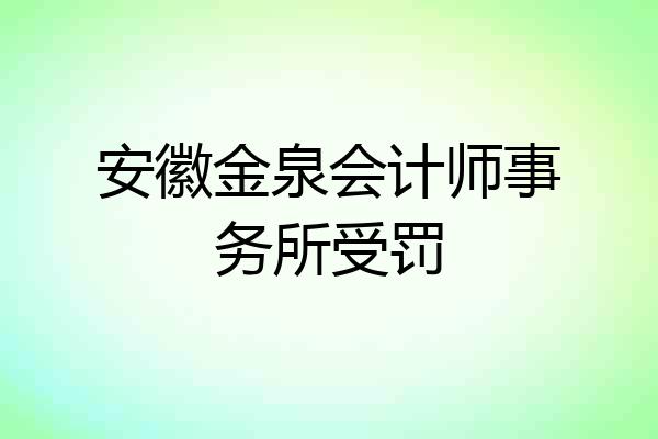 安徽金泉会计师事务所受罚