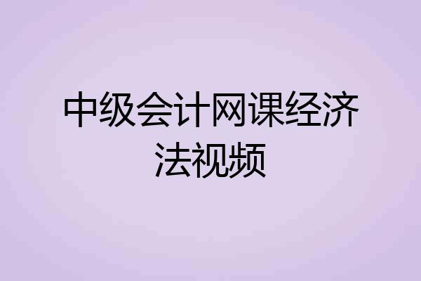 中级会计网课经济法视频