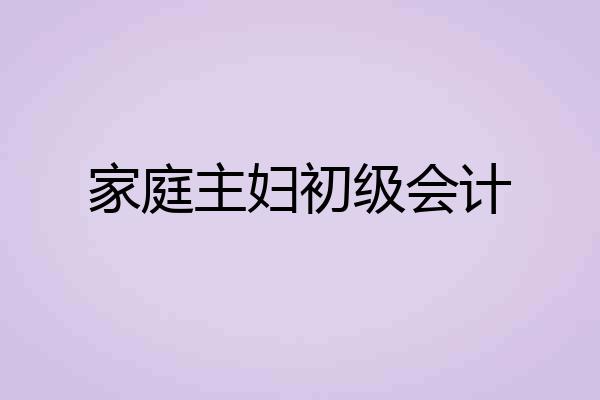 家庭主妇初级会计