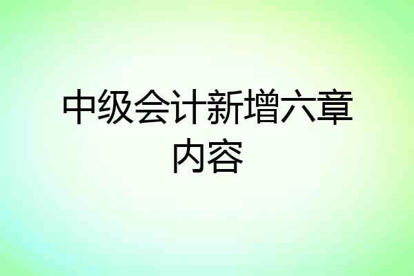 中级会计新增六章内容