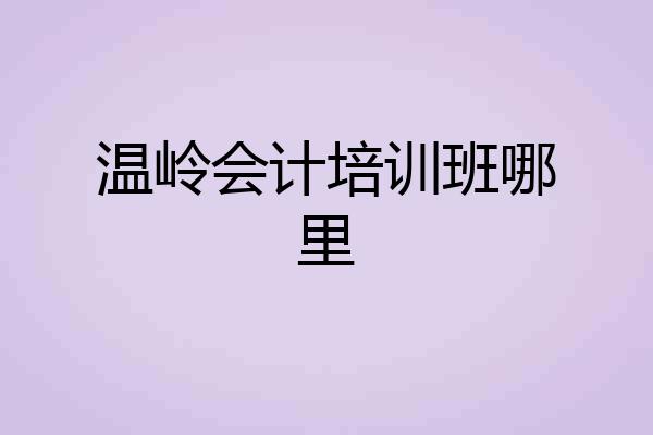 温岭会计培训班哪里