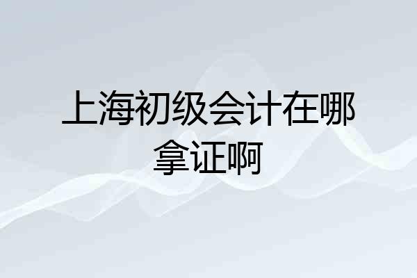 上海初级会计在哪拿证啊