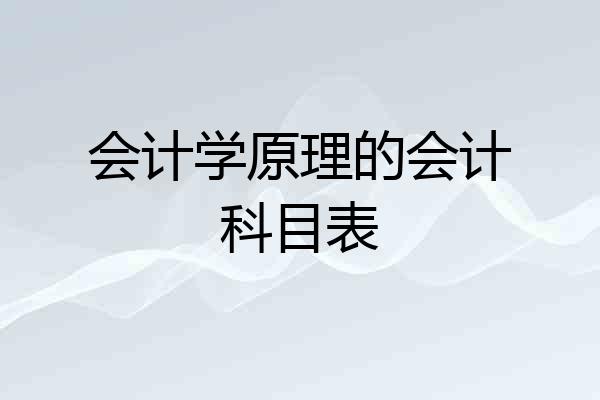 会计学原理的会计科目表