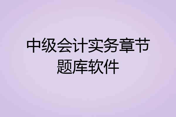 中级会计实务章节题库软件