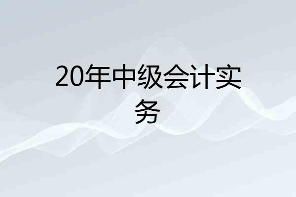 20年中级会计实务