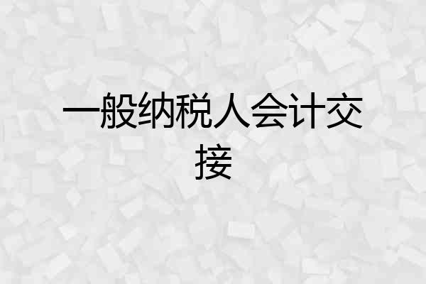 一般纳税人会计交接