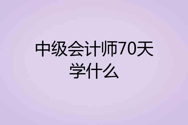 中级会计师70天学什么