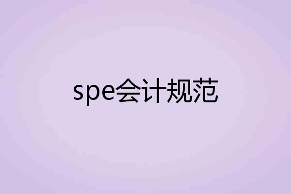spe会计规范