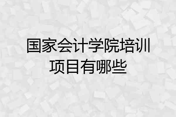 国家会计学院培训项目有哪些