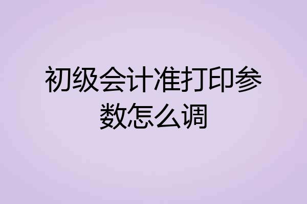 初级会计准打印参数怎么调