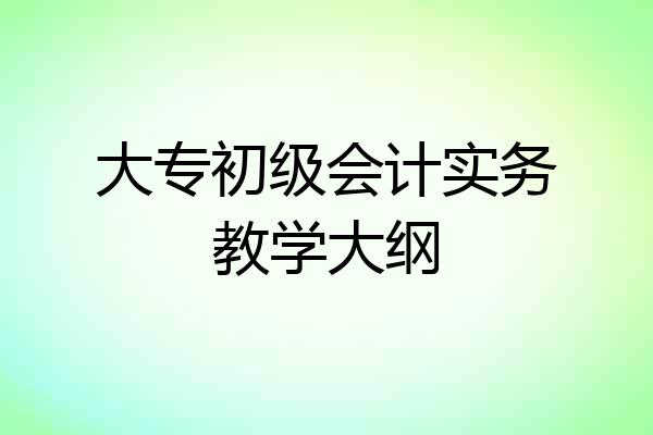 大专初级会计实务教学大纲