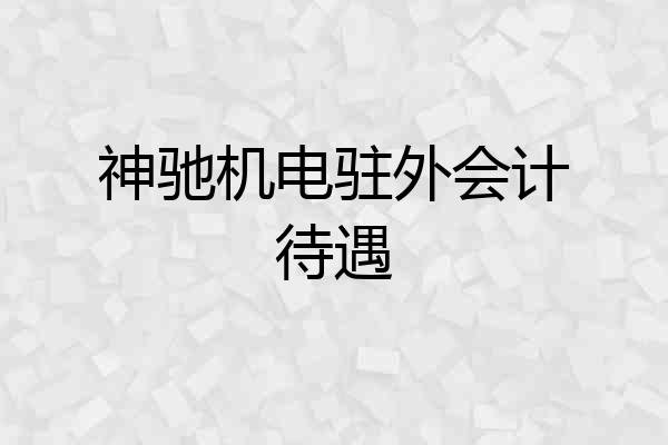 神驰机电驻外会计待遇