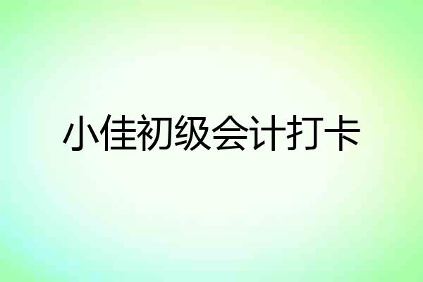 小佳初级会计打卡