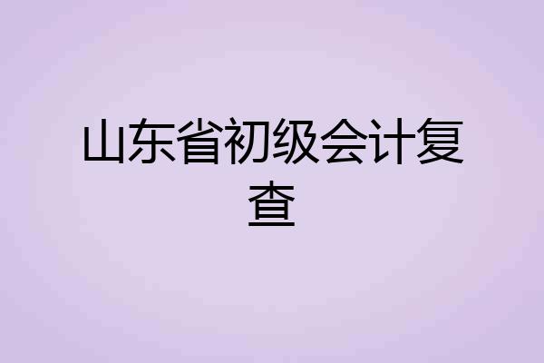 山东省初级会计复查
