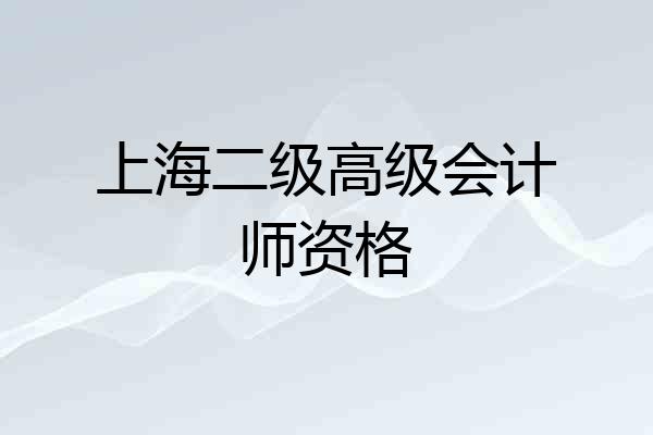上海二级高级会计师资格